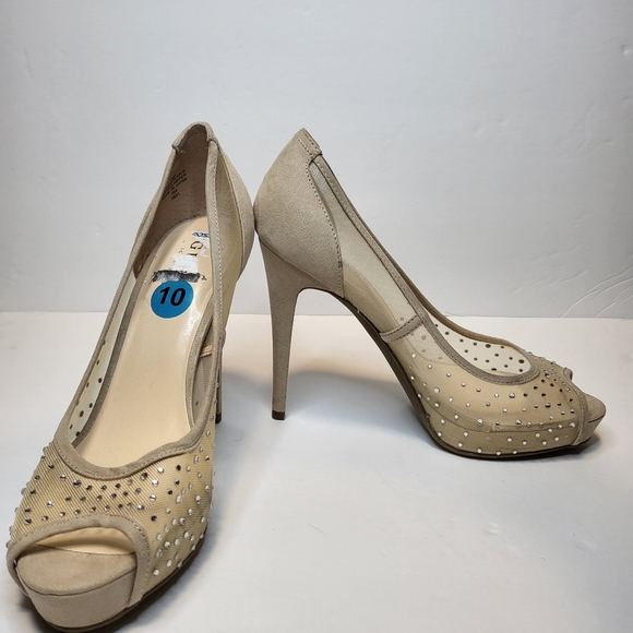 GUESS NUDE SPARKLE HEELS SIZE 10​ - Picture 4 of 9
